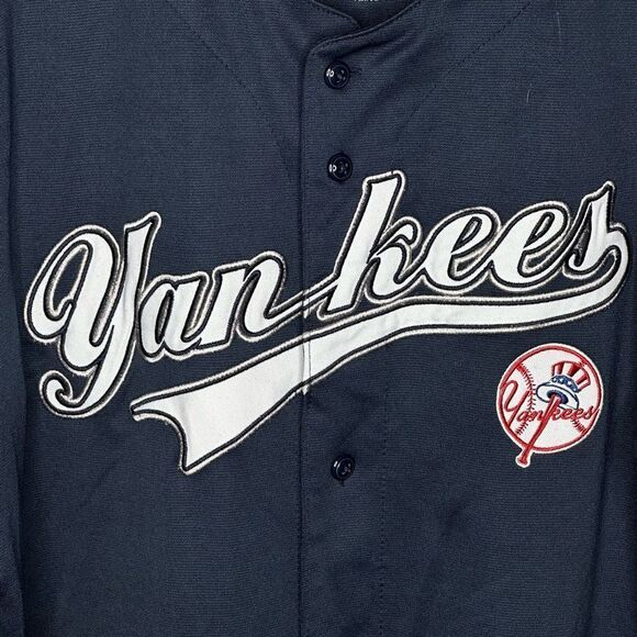 MLB Yankees Baseball Jersey Size L Navy Blue - Picture 3 of 6
